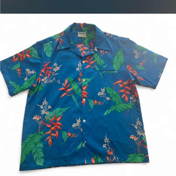 wakiki Other - Vintage 1970s Men's Tropical Print Short Sleeve Button-Down Shirt